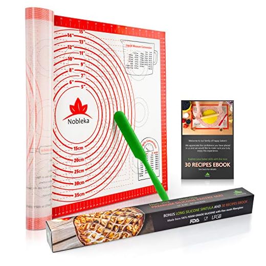 Non-stick Silicone Pastry Mat for Baking – Large 17x25 inch Non-slip Board with Measurements for Rolling Dough, Fondant, Pie Crust, Cookie, Bread plus Versatile Spatula and Recipes eBook by Nobleka