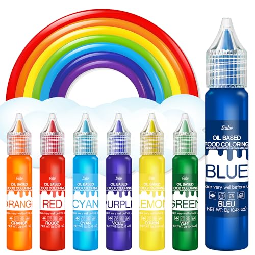 Oil Based Food Coloring for Chocolate - Rainbow Color Food Coloring Set for Candy Melts, Buttercream, Baking, Cake Decorating, Fondant - 7 x 12g Fat Soluble Food Color Dye for Icing, Cookie, Crafts