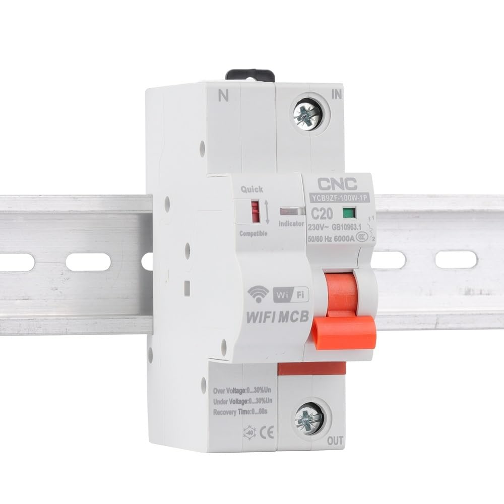Diferencial Auto Rearmable Interruptor de circuito riel con temporizador y control remoto, interruptor inteligente automático(1P,63A)