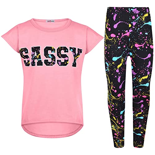 Image of A2Z 4 Kids Girls Love Crop Top T-Shirt And Splash Fashion Leggings Girls Pants Kids Outfit Sets Age 5-14 Years