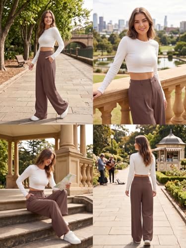 Image of GRECIILOOKS Trousers for Woman | Womens High Rise High Waist Flared Korean Style | Formal Pant for Women Office Wear| Track Pants for Womans Elegant for College & Events (Available in Plus Size)