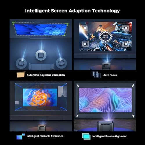 Beamer,18000Lumen,Mini Projektor Bluetooth 4K Full HD 1080P,Autofokus/Trapezkorrektur6D, Android 9.0,Heimkino Video Beamer Unterstützung kompatibel mit Smartphone/Laptop /MP3 /MP4 – Bild 4