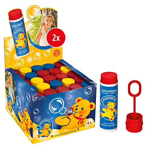 PUSTEFIX Seifenblasen Set I 2 x 25 Klassik 42ml I Bunte Rainbow Bubbles Made in Germany I Seifenblasen für Hochzeit, Kindergeburtstag, Standesamt, Polterabend I 50 x 42 ml Vorteilspack