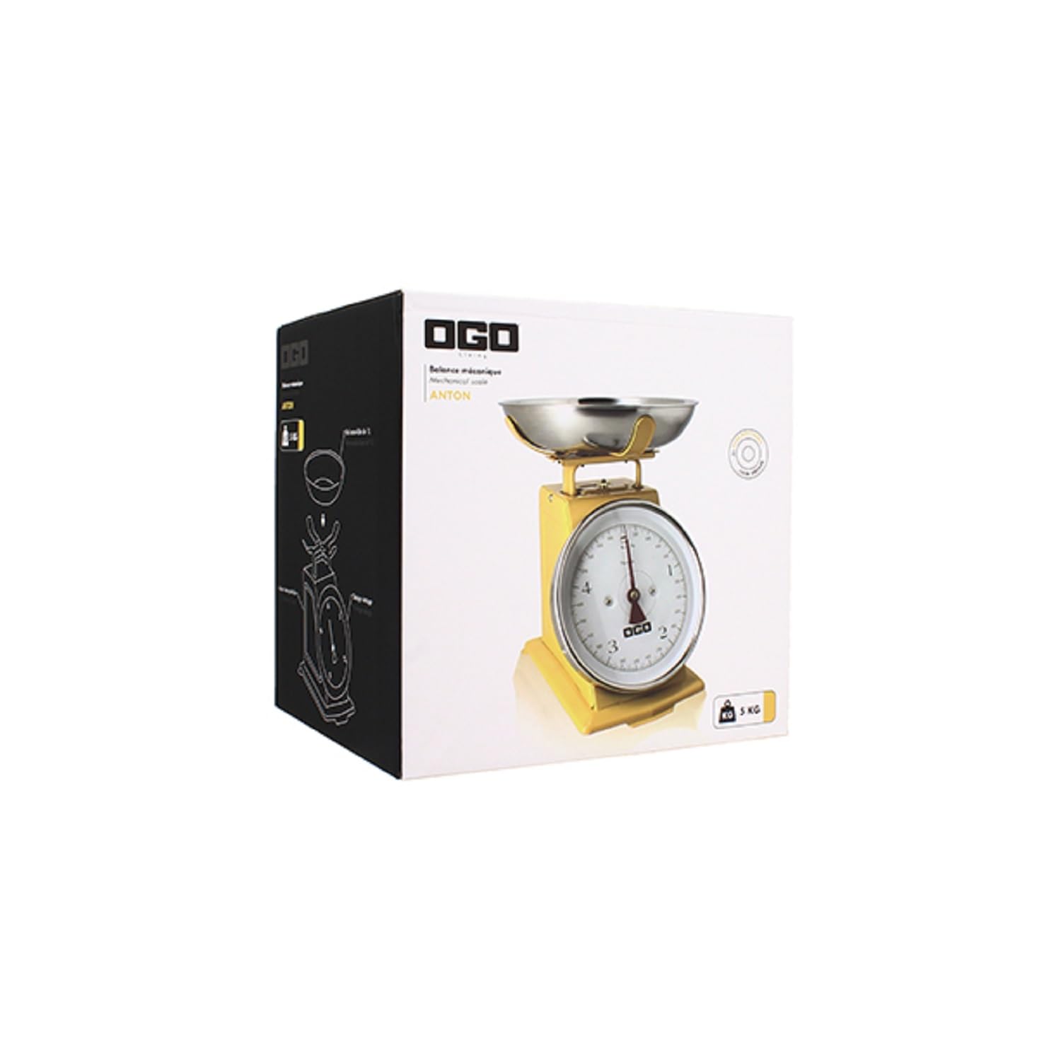 OGO LIVING - Bilancia meccanica in acciaio inossidabile giallo 5 kg graduazione 20 g - 7915022