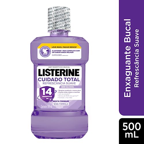 Listerine Cuidado Total 14 Benefícios em 1 Enxaguante Bucal Sem Álcool, 500ml