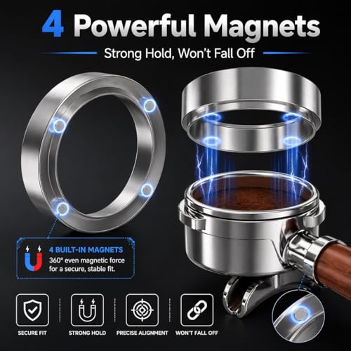 Image of Street27 51mm Magnetic Portafilter Dosing Ring - Stainless Steel Espresso Funnel for Mess-Free Coffee Grinding | Barista Powder Ring Accessory for 51mm Portafilter