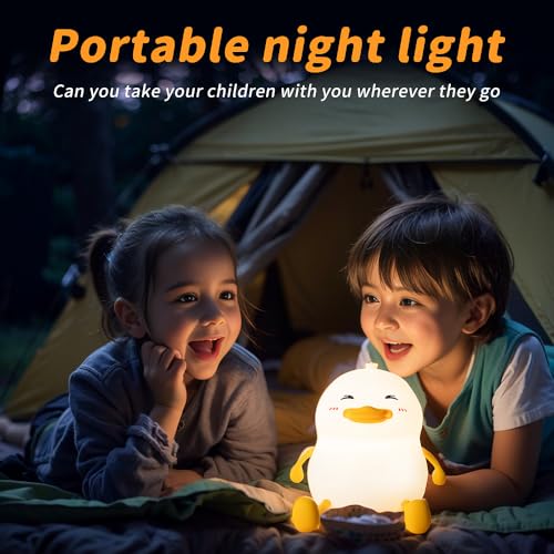 Image of LED Cute Duck Night Light, Duck Silicone Baby Night Light, Rechargeable Table Lamp, Bedside Lamp with Touch Sensor for Bedroom, Living Room, 3 Dimmable Functions