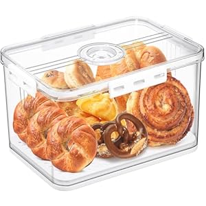 ANYPROLUS Bread Box for Homemade Bread Boxes for Kitchen Counter Airtight, Time Recording Bread Storage Container with Lid, Bread Containers Storage Airtight Loaf Bread Keeper, Large, White