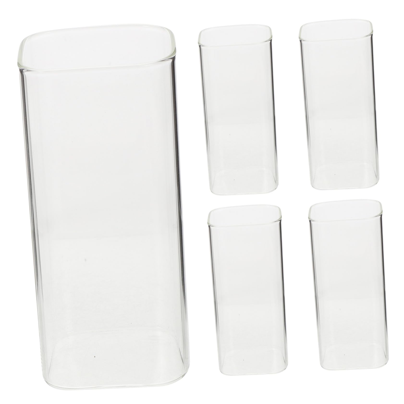 BESTYASH 5pièces Gobelets Verre Transparent Lot pour Café Thé et Autres Boissons Résistants Chaleur Verre Raffiné pour Usage Quotidien