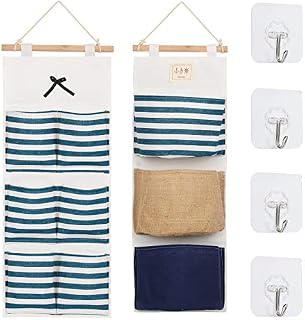 N / A 2PCS Bathroom Hanging Storage Bag Wall Hanging Storage Bag Linen Cotton Hanging Bag Home Organizer Hanging Storage Bag for Kitchen Bathroom Bedroom