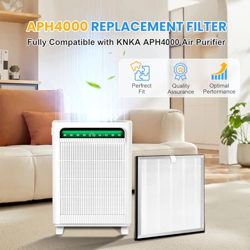 Image of 2 Pack APH4000 Replacement Filter Compatible with KNKA APH4000 Air Purifier | 3-in-1 HEPA and Activated Carbon Filter for Home Large Room