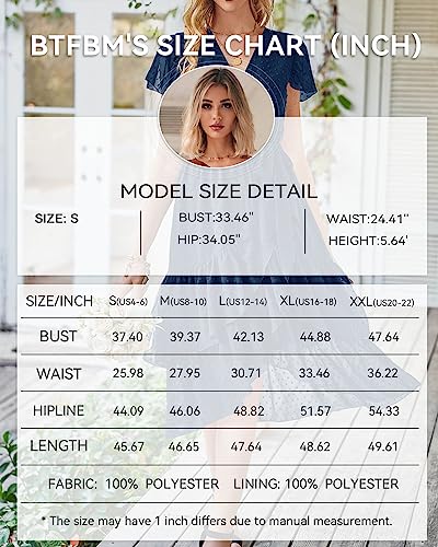 Btfbm Women Casual V Neck Dresses Boho Short Sleeve Chiffon Swiss Dot Belted Ruffle Wrap 2023 Summer Wedding Party Dress(Swiss Dot Dark Blue, Medium) #TOP5