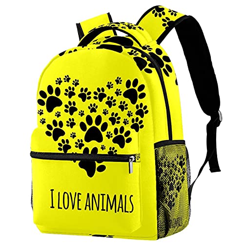 Sac à dos de voyage avec porte-bouteille et motif pattes jaunes pour enfants