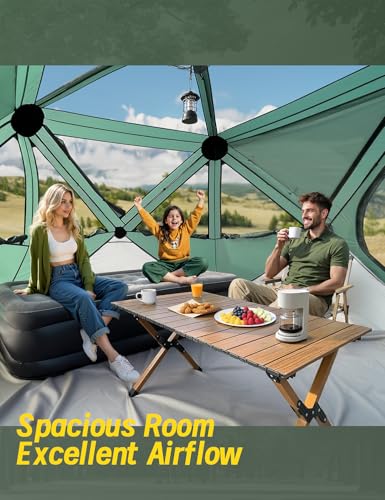 Image of Raynesys Ultra Instant Cabin Tent, Water-Resistant Windproof Hub Tents, Setup in 60 Seconds, 4 Person Pop up Tents for Camping, Large Camping Tent with Removable Floor, Green