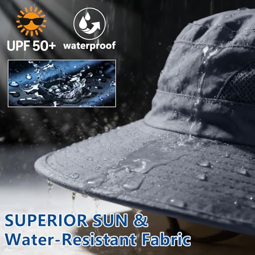 Image of ZOORON Sun Hats for Men Women Fishing Hat with Neck Flap,UPF 50+ Sun Hat Waterproof Wide Brim Bucket Hats for Safari Hiking