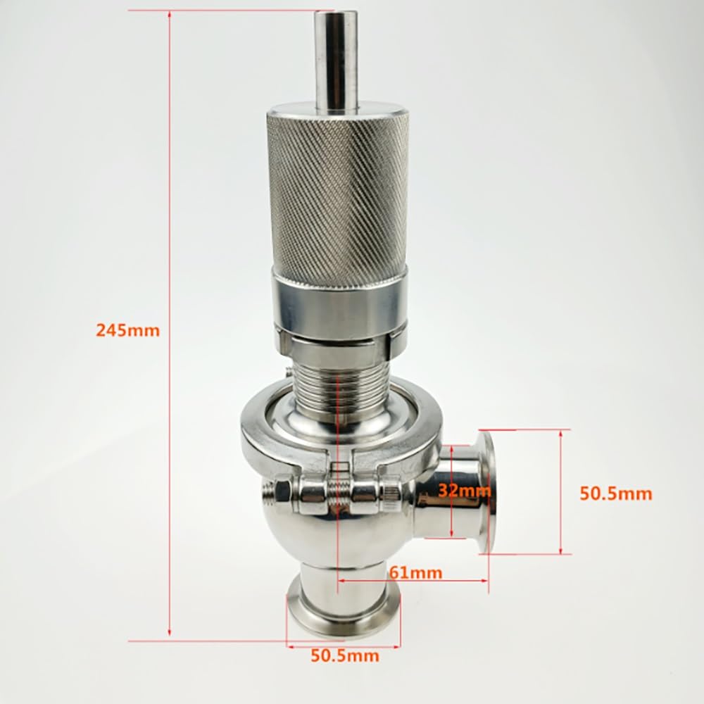 Valvola Di Sicurezza Sanitaria Tri Clamp Da 1" 1-1/4" 1-1/2" 2", SS304/316L, Regolabile 0,5-6 Bar, Guarnizione In PTFE, Lucidata A Specchio, Sanitaria For Alimenti E Farmaci (1 Pezzo)(SS304,1-1/4")