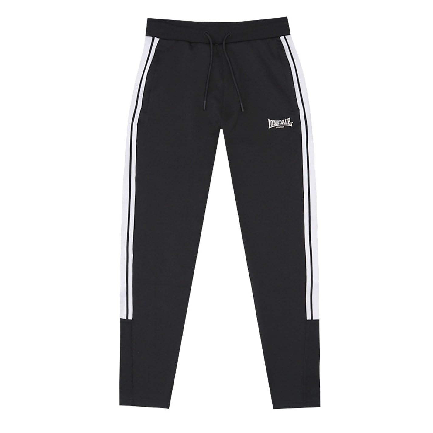 Lonsdale Men's Black 2 Stripe Tapered Pants Bottoms M