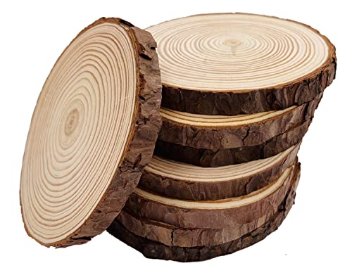 Comparison: Best Finish For Wood Coasters 11 Unfinished Natural with Tree Bark Wood Slices 8 Pcs 5.5-6 inch Disc Coasters Wood Coaster Pieces Craft Wood kit Circles Crafts Christmas Ornaments DIY Crafts with Bark for Crafts Rustic Wedding