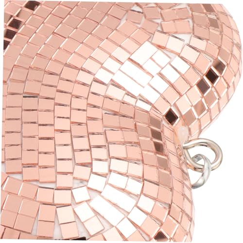 Bola espejada en forma de corazón colgante Ciieeo, acabado dorado rosa, para bodas y fiestas temáticas miniatura 4