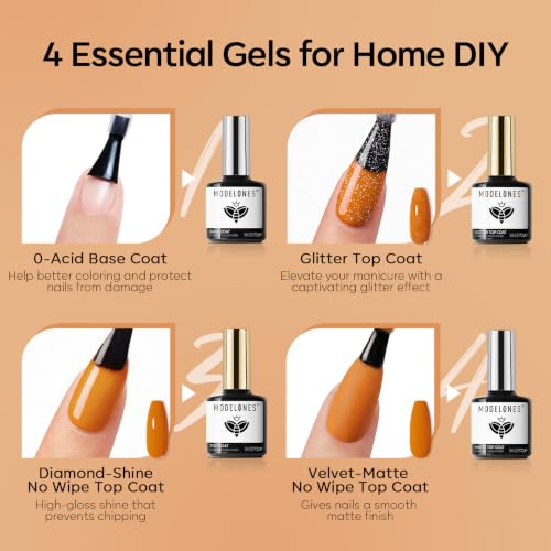 Image of modelones Gel Nail Polish Changing Glitter 20 Colors Primer Top Base Coat