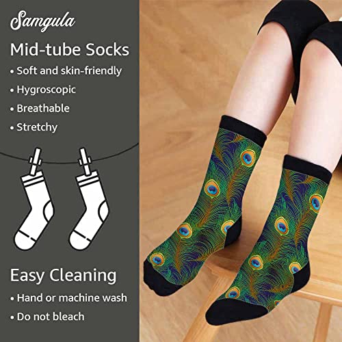 Image of Crew Socks for Woman Size 6-8 Tropical Wildlife Bright Teal Girls Socks