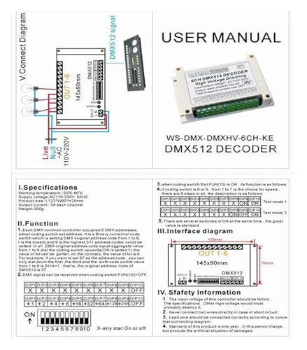 Décodeur DMX512 6 canaux élimine les clignotements en gradation AC