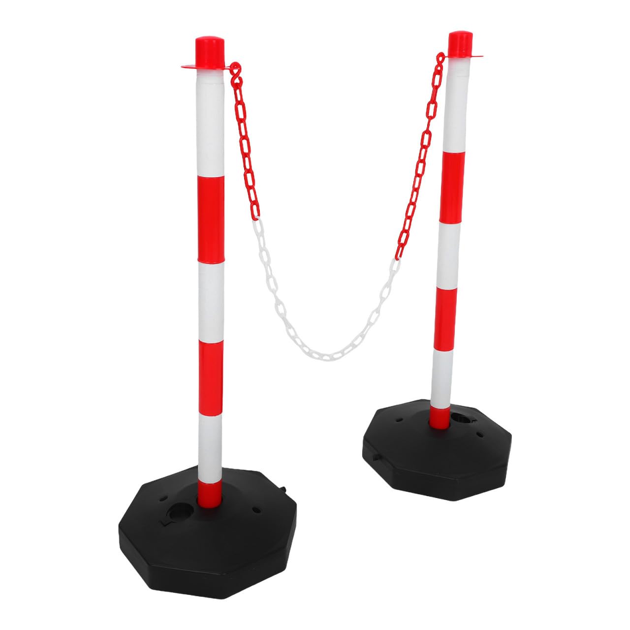 POPETPOP Paletto di Delimitazione con Base in Plastica Rosso Bianco, Paletto Segnaletico Stradale per Zone di Cantiere e Roadblock, per Pedoni e Veicoli