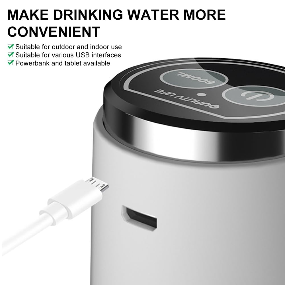 Automatyczny Dozownik Wody Dozownik Wody Inteligentny Akumulator Big Bucket Ilościowa Pompa do Butelki Wody do Domu Biura Na Zewnetrzne (WHITE)