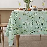 Virtumob Floral Bird Tablecloth,Green French Tablecloth for Rectangle Tables 60 x 84,Perfect for Kit