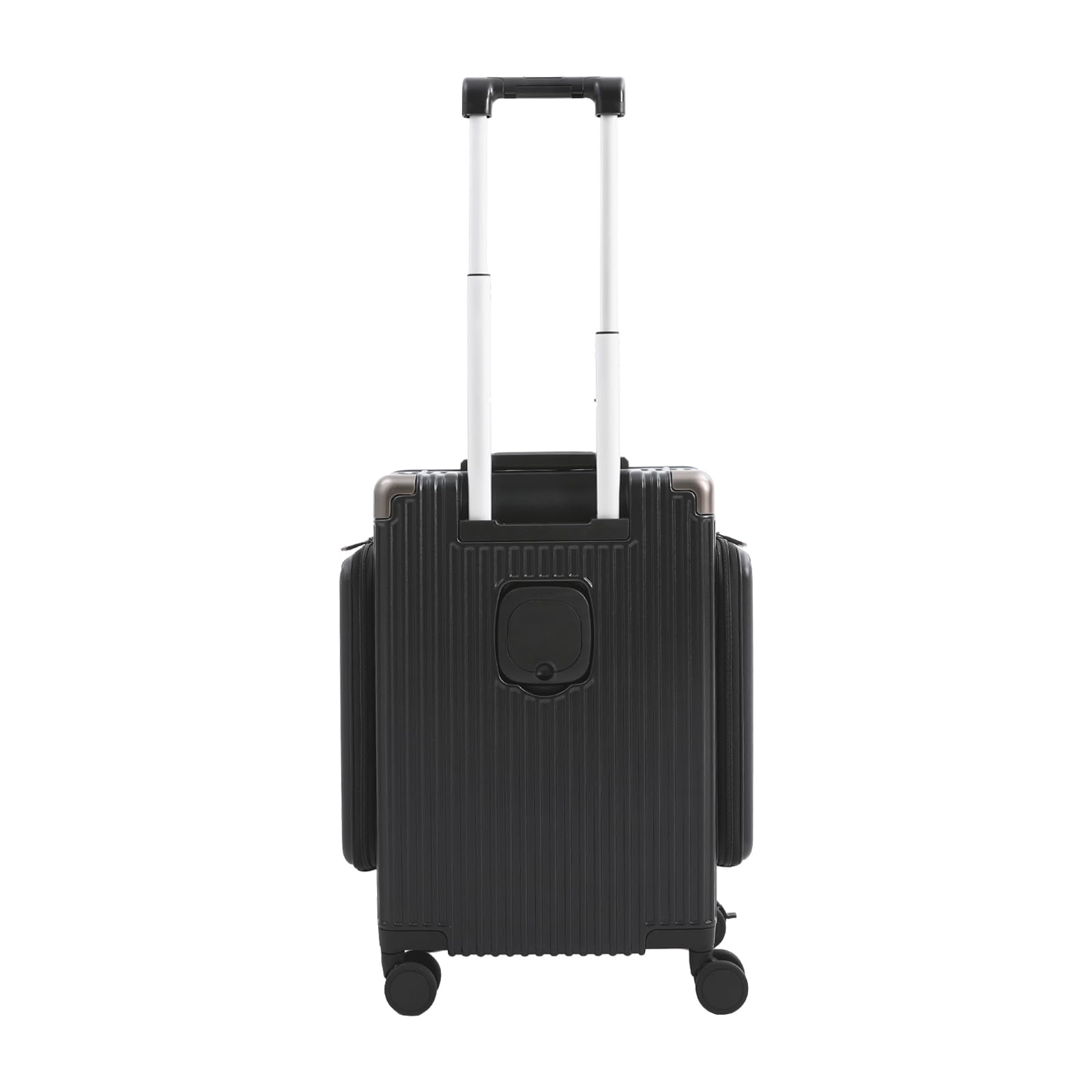 Wielofunkcyjna walizka podróżna na kółkach, trzy otwory, z uchwytem na napoje, zamkiem szyfrowym, portami USB i typu C, nośność ok. 75 kg, czarny, 20 Zoll, Nowoczesny