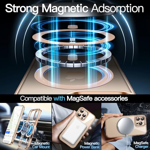 Image of JETech Magnetic Cover Case for iPhone 16 Pro 6.3-Inch Compatible with MagSafe, Shockproof Phone Bumper Cover, Anti-Scratch Clear Back (Desert)