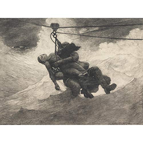 Artery8 Winslow Homer Life Line Art Print Canvas Premium Wall Decor Poster Mural