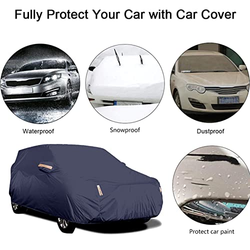 ERYUE Tampa contra poeira do carro,Capa de carro capas de sedan completas com faixa reflexiva proteç