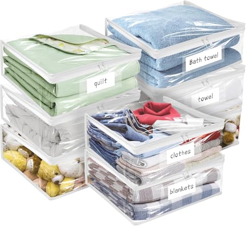 Image of Plastic Storage Bags with Easy-Glide Zipper, Pack of 8, Durable Clear Vinyl Zippered Storage Bags for Clothes Sweaters Comforters Blankets Sheets Bedding (15.7 x 13.8 x 2.5 Inch)