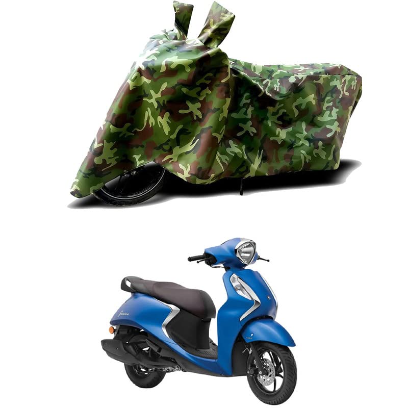 Image of 100% Water Resistant Bike Scooty Two Wheeler Body Cover Compatible For Yamaha Fascino 125 BS6 /UV-Rays /Heat Protection /Birds Dropping /Scratchproof /Dust proof /Waterproof /All Varient[Green MJ]