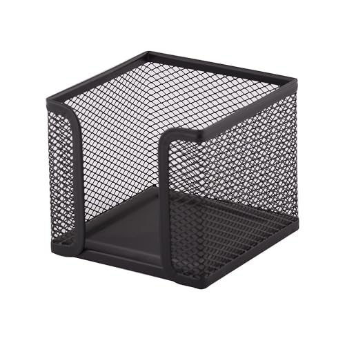 D.RECT KOMO Notizzettelbox Praktischer Metall-Halter für Zettel Schreibtisch-Organizer aus robustem Gitter Schwarz