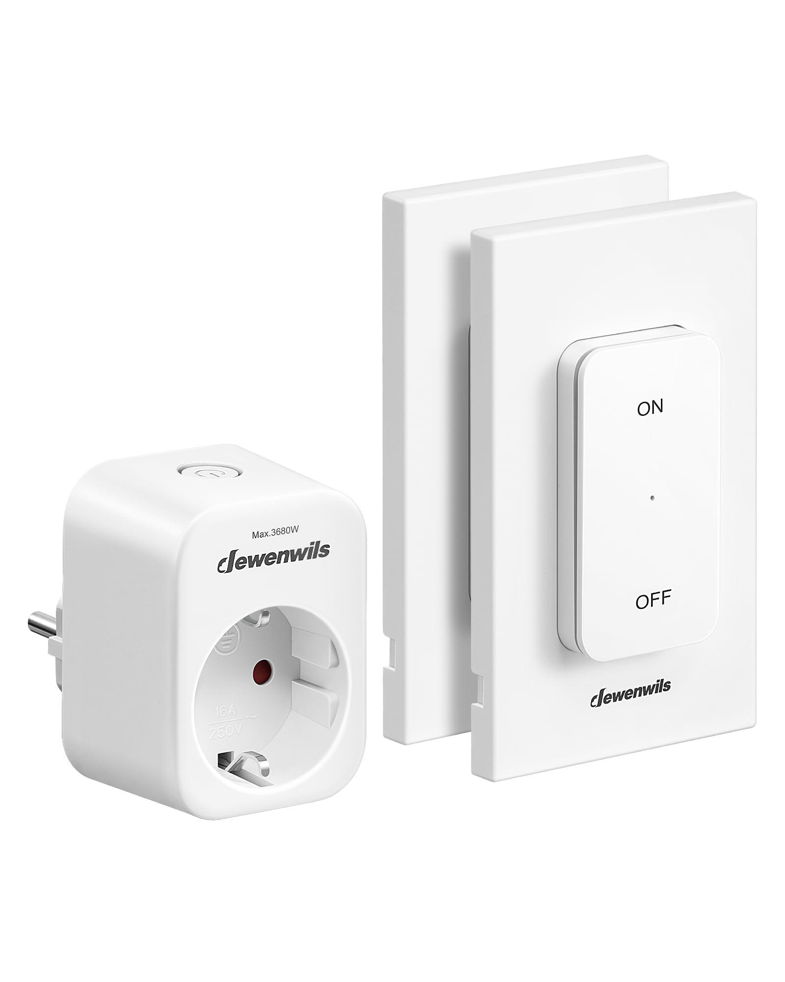 DEWENWILS Enchufe Inalámbrico con Mando a Distancia, 16A 3680W, Interruptor de Pared Inalámbrico de Encendido/Apagado, Material Ignífugo, Interruptor de Luz Expandible, 30M Alcance, Preprogramado Global Recycled Standard Global Recycled Standard Global Recycled Standard
