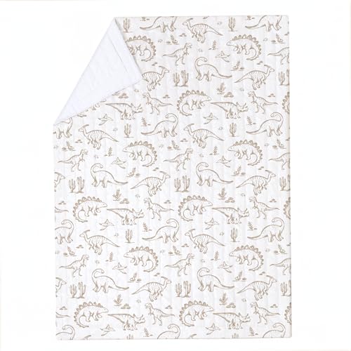 Image of MakeMake Organics Organic Toddler Comforter GOTS Certified Organic Kids Blanket Cotton Infill Tufted - Reversible Ultra Soft Breathable Boys Girls (44 inchx60 inch, Dino Dreams)