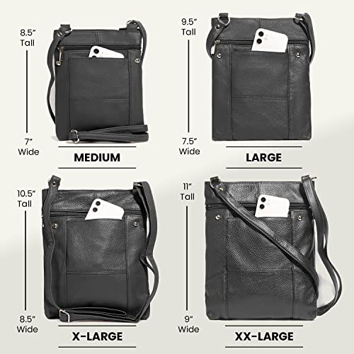 TOVOSO Crossbody Bag for Women, Genuine Leather Multi-Pocket Purse with Adjustable Strap, RFID Protection, Built-In Wallet3