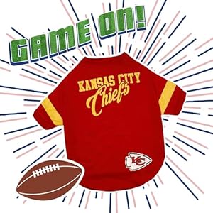 Nfl kansas city chiefs t shirt for dogs cats small football dog shirt for nfl team fans new updated fashionable stripe design durable cute sports pet tee shirt outfit  urban country home decor
