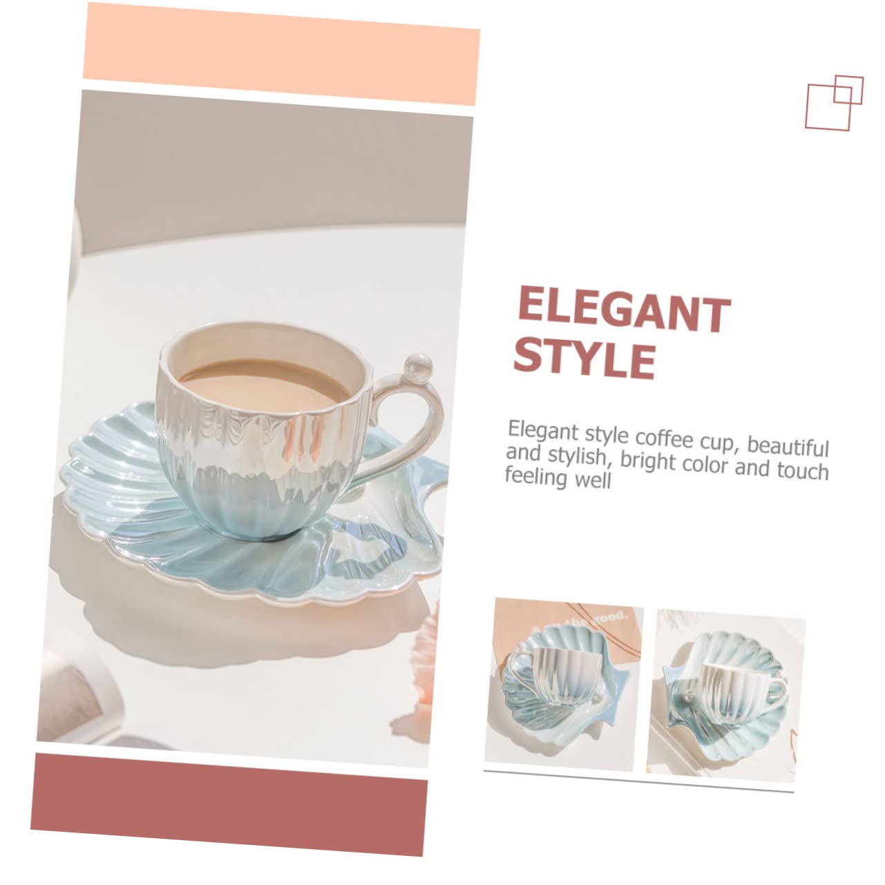 Set Tazzine da Caffè in Porcellana 300 Ml Piattino, Tazza da Tè per Casa, Design Raffinato, Set 1 Pezzo