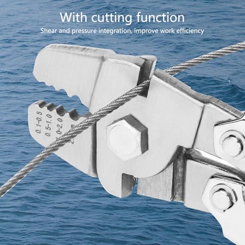 Herramienta de crimpado de cuerda de alambre con cortacables integrado para manguitos de aluminio 8