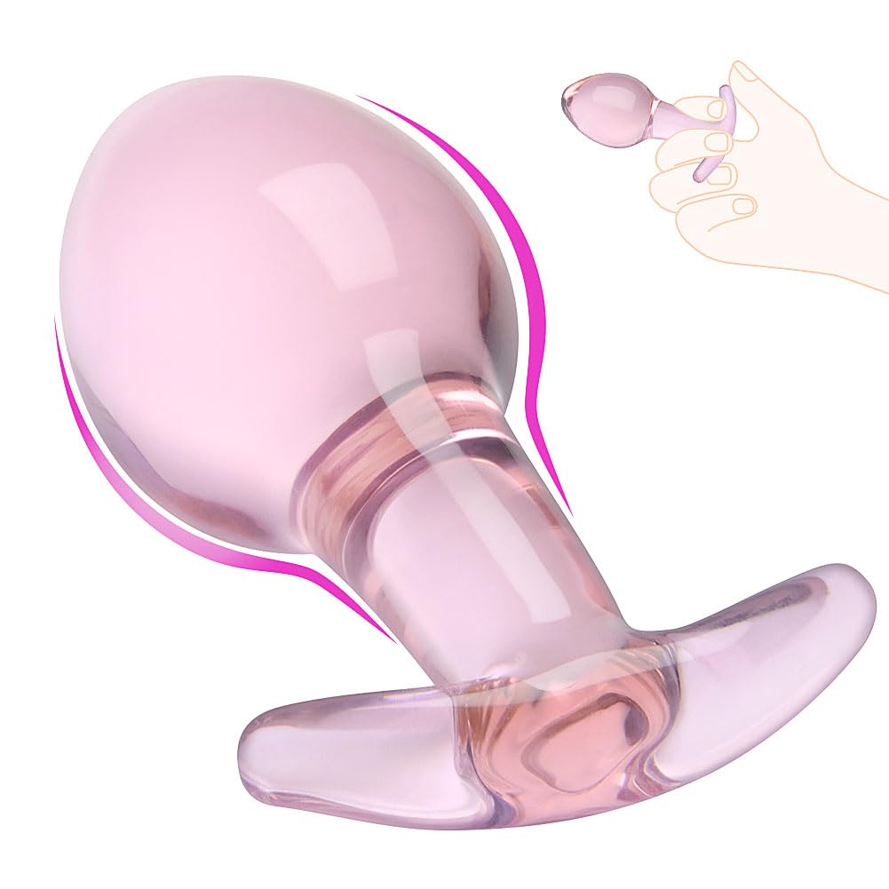 Conjunto de Plugs Anales de Cristal Roluck, 3 Piezas en Rosa de Diferentes Tamaños para Principiantes y Avanzados, Juguetes Sexuales para Mujeres, Hombres, Parejas y Solteros, Plugs Anales