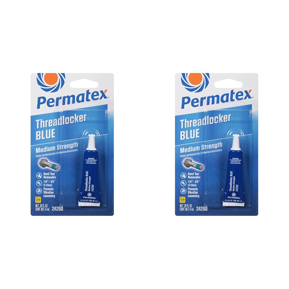 Permatex24200 Medium Strength Threadlocker Blue, 6 ml (Pack of 2)
