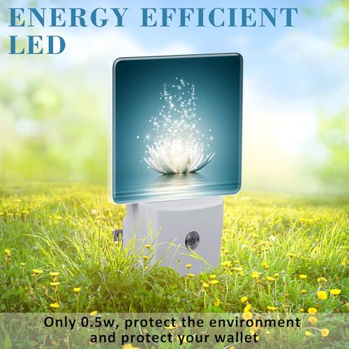 Image of Magic Lotus Flower on Water Night Light Plug into Wall with Dusk to Dawn Sensor Cute Nightlight for Kid Girls Boys Women Men Room Decor, Hallway, Kitchen, Bathroom, Nursery, Stairs
