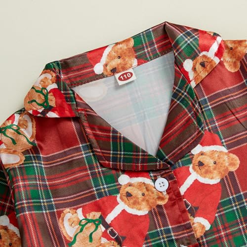 Kids Toddler Girl Christmas Satin Pajamas 2 Pcs Holiday Pajama Set Candy Cane Print Shirts + Pants Sleepwear Outfit4