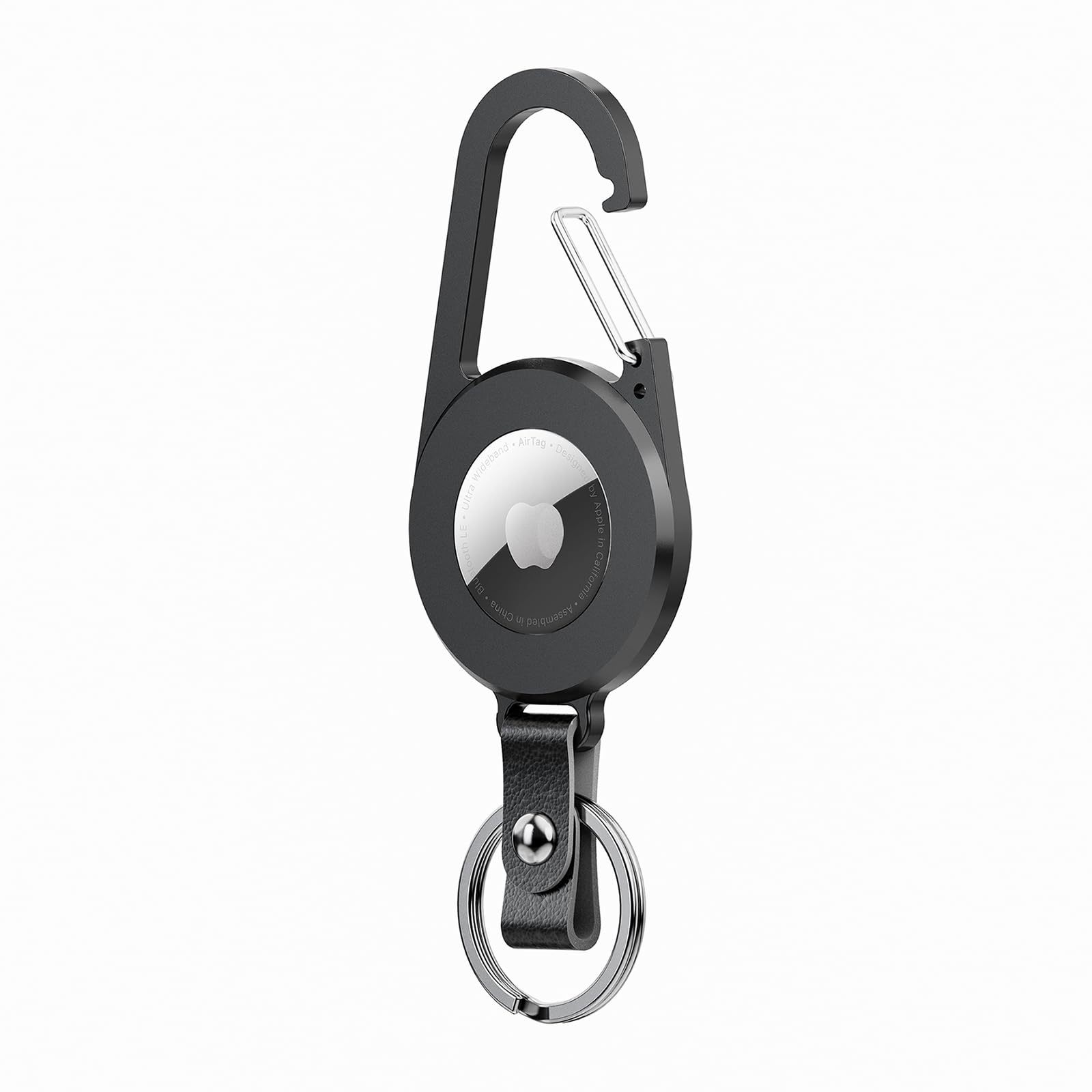 Eupterosaur Metal Airtag Keychain with Carabiner,AirTag Holder with Leather Carabiner Keychain, Sturdy Scratch-Resistant Car keychain with AirTag Case