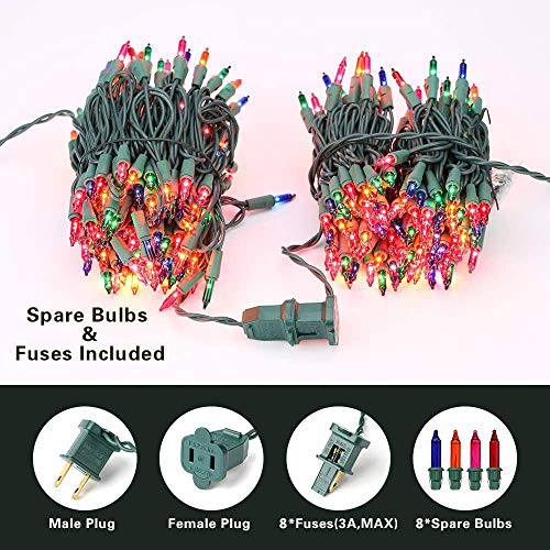 Image of BrizLabs Colored Christmas Lights, 139.2ft 600 Count Christmas Tree Lights, 120V UL Certified Connectable Incandescent Mini Light String Set for Outdoor Indoor Xmas Party Garden Home Decor
