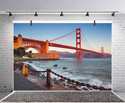 Fondo fotográfico AOFOTO 7x5ft Golden Gate Bridge miniatura 4