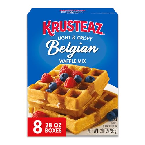 Krusteaz Light and Crispy Belgian Waffle Mix, Krusteaz Waffle Mix, 28 oz Box (Pack of 8)